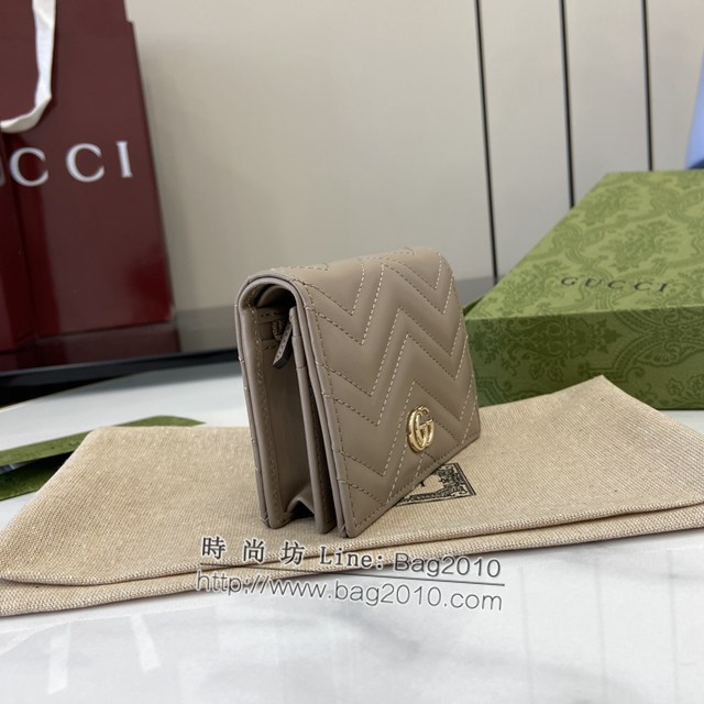 Gucci專櫃古馳最新款Marmont系列絎縫翻蓋女士短錢包 jh2368型號：466492